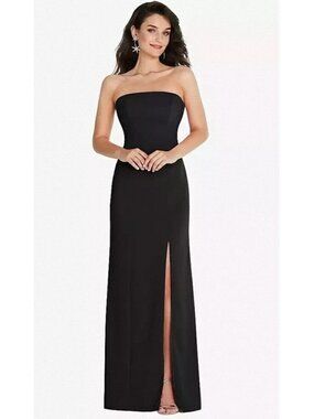 NEW $139‎ Thread Womens Large Black Strapless Scoop Back Maxi Dress Front Slit